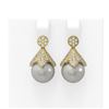 Image 1 : 1.56 ctw Diamond & Pearl Earrings 18K Yellow Gold - REF-165K3Y