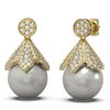 Image 2 : 1.56 ctw Diamond & Pearl Earrings 18K Yellow Gold - REF-165K3Y