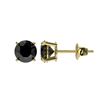 Image 2 : 1.11 ctw Fancy Black Diamond Solitaire Stud Earrings 10k Yellow Gold - REF-22X2A