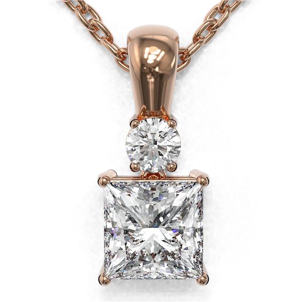 0.6 ctw Princess Cut Diamond Designer Necklace 18K Rose Gold - REF-89F6M