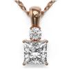 Image 1 : 0.6 ctw Princess Cut Diamond Designer Necklace 18K Rose Gold - REF-89F6M