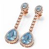 Image 3 : 7.27 ctw Blue Topaz & Diamond Earrings 18K Rose Gold - REF-170H2R