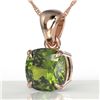 Image 1 : 2 ctw Cushion Cut Green Tourmaline Designer Necklace 14k Rose Gold - REF-30H2R