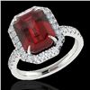Image 2 : 6.03 ctw Garnet & Micro Pave VS/SI Diamond Ring 18k White Gold - REF-48G3W