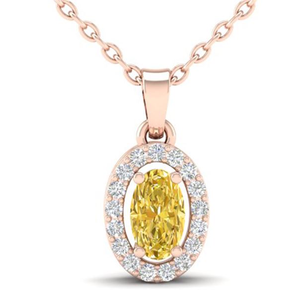 0.65 ctw Citrine & Micro Pave VS/SI Diamond Necklace 14k Rose Gold - REF-23H2R