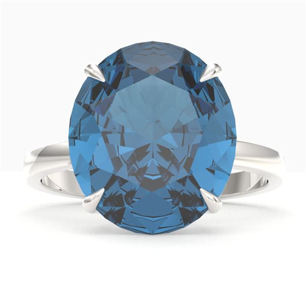 9 ctw London Blue Topaz Designer Engagment Ring 18k White Gold - REF-46Y4X