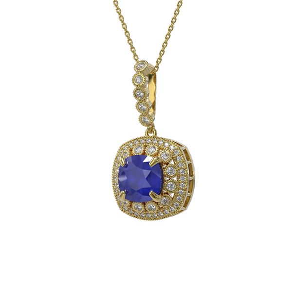 6.58 ctw Sapphire & Diamond Victorian Necklace 14K Yellow Gold - REF-209H3R