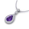2.25 ctw Amethyst & Micro Pave VS/SI Diamond Necklace 18k White Gold - REF-34R6K