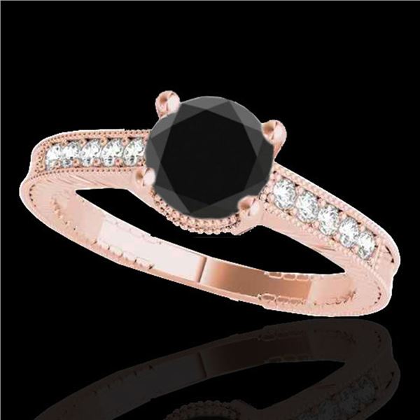1.45 ctw Certified VS Black Diamond Solitaire Antique Ring 10k Rose Gold - REF-39K5Y