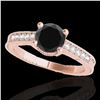 1.45 ctw Certified VS Black Diamond Solitaire Antique Ring 10k Rose Gold - REF-39K5Y