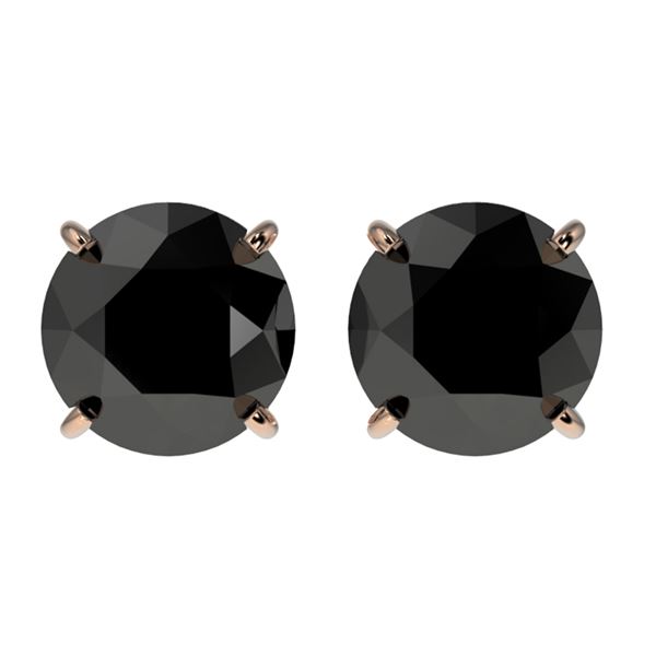 2.09 ctw Fancy Black Diamond Solitaire Stud Earrings 10k Rose Gold - REF-35G6W