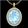 2.75 ctw Aquamarine & Micro VS/SI Diamond Halo Necklace 18k Yellow Gold - REF-45H2R