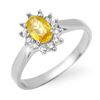 0.83 ctw Yellow Sapphire & Diamond Ring 18k White Gold - REF-29Y8X