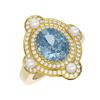 Image 3 : 4.18 ctw Blue Topaz & Diamond Ring 18K Yellow Gold - REF-161K8Y