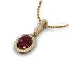 Image 2 : 2 ctw Garnet & Micro Pave VS/SI Diamond Necklace Halo 18k Yellow Gold - REF-45M3G