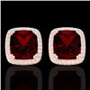 Image 1 : 6 ctw Garnet & Micro Pave VS/SI Diamond Halo Earrings 14k Rose Gold - REF-50G8W