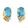 Image 1 : 1.23 ctw Blue Topaz & Diamond Earrings 10k Yellow Gold - REF-10G2W