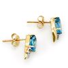 Image 2 : 1.23 ctw Blue Topaz & Diamond Earrings 10k Yellow Gold - REF-10G2W