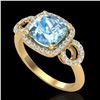Image 2 : 3.75 ctw TOPAZ & Micro VS/SI Diamond Certified Ring 18k Yellow Gold - REF-50G4W