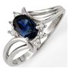 Image 1 : 0.70 ctw Blue Sapphire & Diamond Ring 18k White Gold - REF-25N2F
