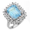 Image 1 : 5.10 ctw Blue Topaz & Diamond Ring 18k White Gold - REF-123Y6X