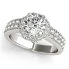 0.9 ctw Certified VS/SI Diamond Halo Ring 18k White Gold - REF-107N8F