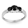 1.05 ctw VS Certified Black & White Diamond Ring 14k White Gold - REF-32K8Y