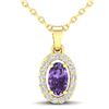Image 1 : 0.36 ctw Amethyst & Micro Pave VS/SI Diamond Necklace 18k Yellow Gold - REF-23W2H
