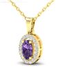 Image 2 : 0.36 ctw Amethyst & Micro Pave VS/SI Diamond Necklace 18k Yellow Gold - REF-23W2H
