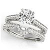 0.67 ctw Certified VS/SI Diamond 2pc Wedding Set Antique 14k White Gold - REF-80M5G
