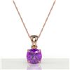 Image 2 : 2 Cushion Cut ctw Amethyst Designer Solitaire Necklace 14k Rose Gold - REF-15A3N