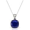 Image 2 : 6 ctw Cushion Cut Sapphire Designer Solitaire Necklace 18k White Gold - REF-49N3F