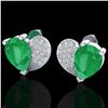 2.50 ctw Emerald & Micro Pave VS/SI Diamond Earrings 10k White Gold - REF-25A9N