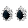 5.46 ctw Blue Sapphire & Diamond Earrings 18k White Gold - REF-100Y8X