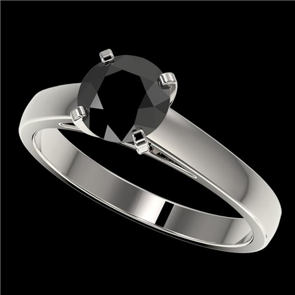 1.25 ctw Fancy Black Diamond Solitaire Engagment Ring 10k White Gold - REF-26X6A