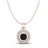 0.38 ctw VS/SI Diamond Micro Pave Necklace Halo 14k Rose Gold - REF-20A8N