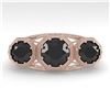 2 ctw Past Present Future Black Diamond Ring Art Deco 18k Rose Gold - REF-90A4N