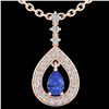 Image 2 : 1.15 ctw Tanzanite & Micro Pave VS/SI Diamond Necklace 14k Rose Gold - REF-49R3K
