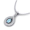1.15 ctw Aquamarine & Micro Pave VS/SI Diamond Necklace 14k White Gold - REF-47N5F