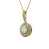 Image 1 : 3.9 ctw Certified Opal & Diamond Victorian Necklace 14K Yellow Gold - REF-139K8Y