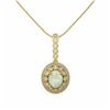 Image 2 : 3.9 ctw Certified Opal & Diamond Victorian Necklace 14K Yellow Gold - REF-139K8Y