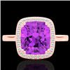 Image 1 : 2.75 ctw Amethyst & Micro Pave VS/SI Diamond Halo Ring 14k Rose Gold - REF-30K2Y