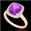 Image 2 : 2.75 ctw Amethyst & Micro Pave VS/SI Diamond Halo Ring 14k Rose Gold - REF-30K2Y
