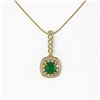 Image 2 : 2.55 ctw Certified Emerald & Diamond Victorian Necklace 14K Yellow Gold - REF-100H2R