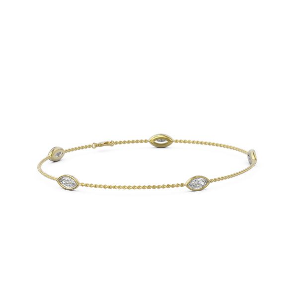 1.65 ctw Marquise Diamond Station Bracelet 18K Yellow Gold - REF-278R9K