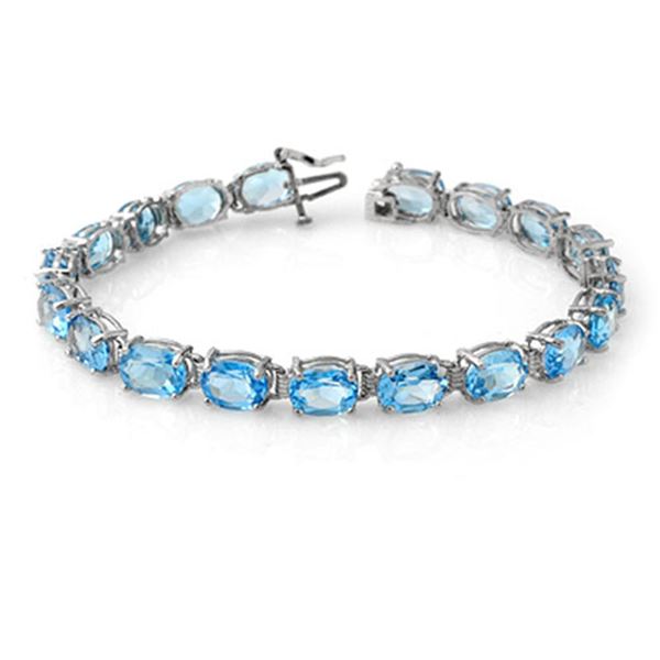 30.0 ctw Blue Topaz Bracelet 10k White Gold - REF-46N6F