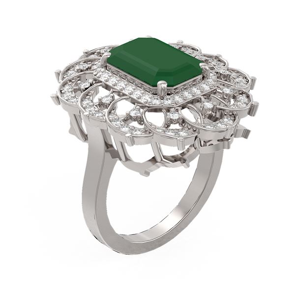 6.75 ctw Emerald & Diamond Ring 18K White Gold - REF-178K2Y