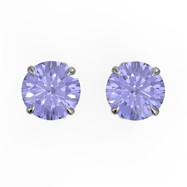 4 ctw Tanzanite Designer Stud Earrings 18k White Gold - REF-46H4R