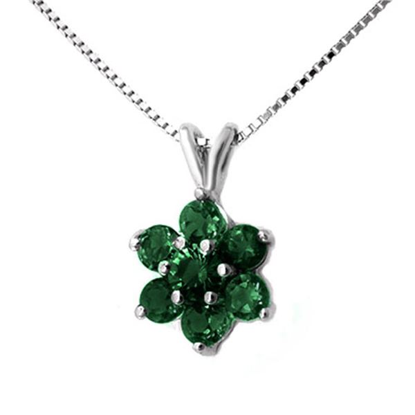 0.75 ctw Emerald Pendant 10k White Gold - REF-9K3Y