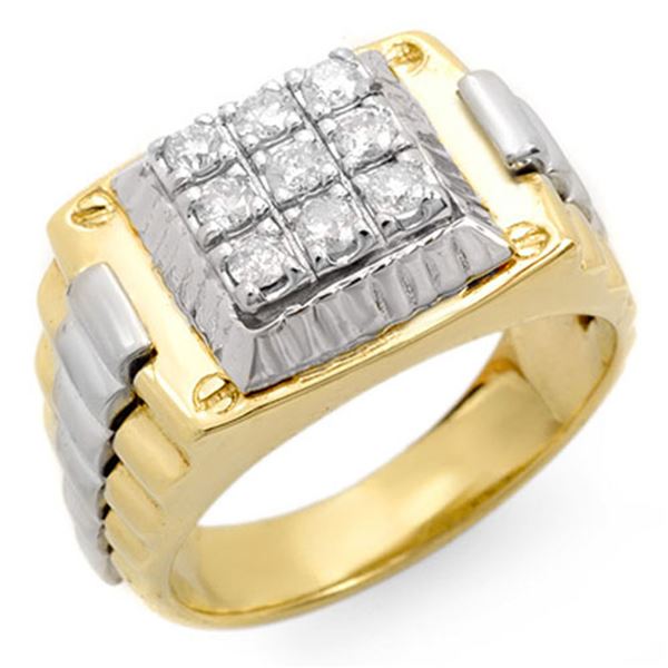 0.50 ctw Certified VS/SI Diamond Men's Ring 10K 2-Tone 10k 2-Tone Gold - REF-84N5F